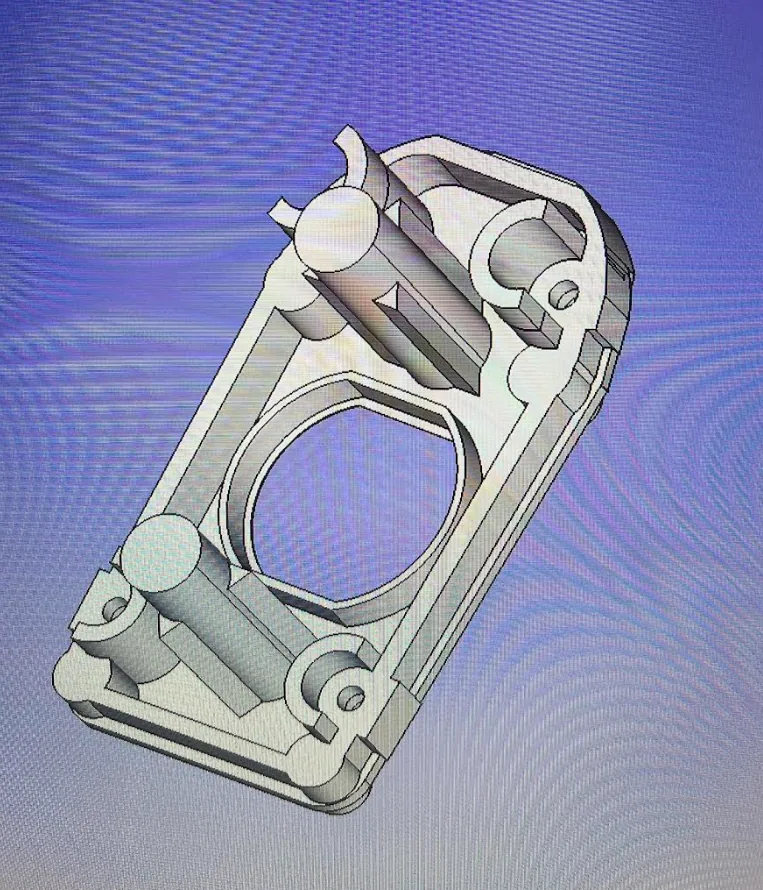CAD render of a custom-designed mounting bracket
